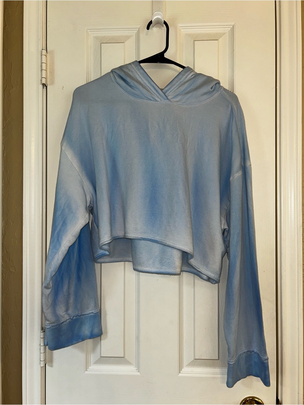 Nike yoga training high/low cropped blue hooded sweatshirt loose fit Ladies M